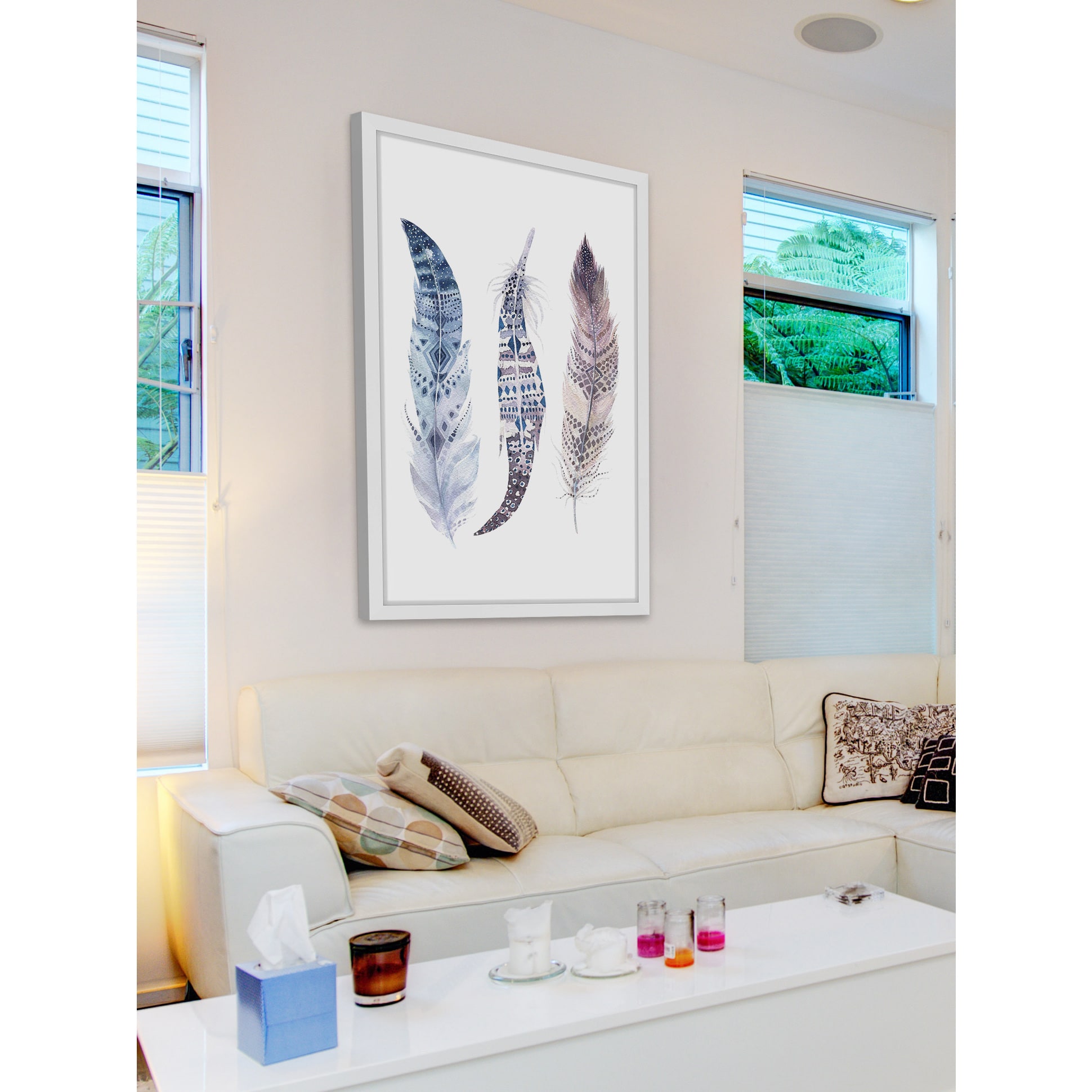Marmont Hill "Wavy Feathers" by Shayna Pitch Framed Painting Print