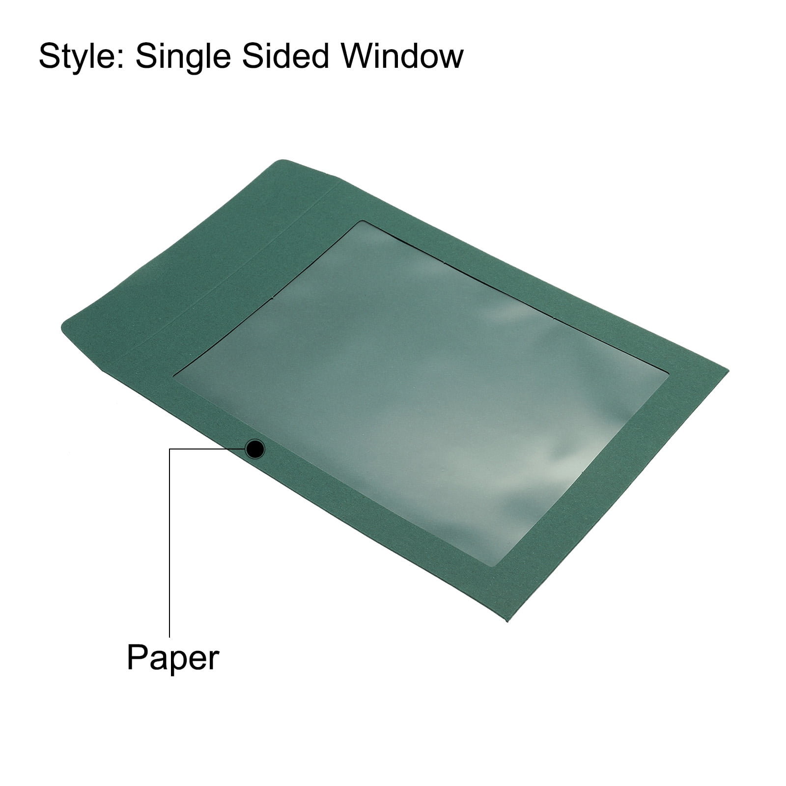 Unique Bargains Full Face Window Envelopes Clear Single Sided Green