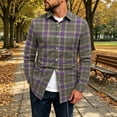 thumbnail image 3 of Juesizh Flannel Plaid Shirt for Men Button Down Lapel Jacket Fashion Casual Long Sleeve Fall Winter Shirts, S-2XL, 3 of 8