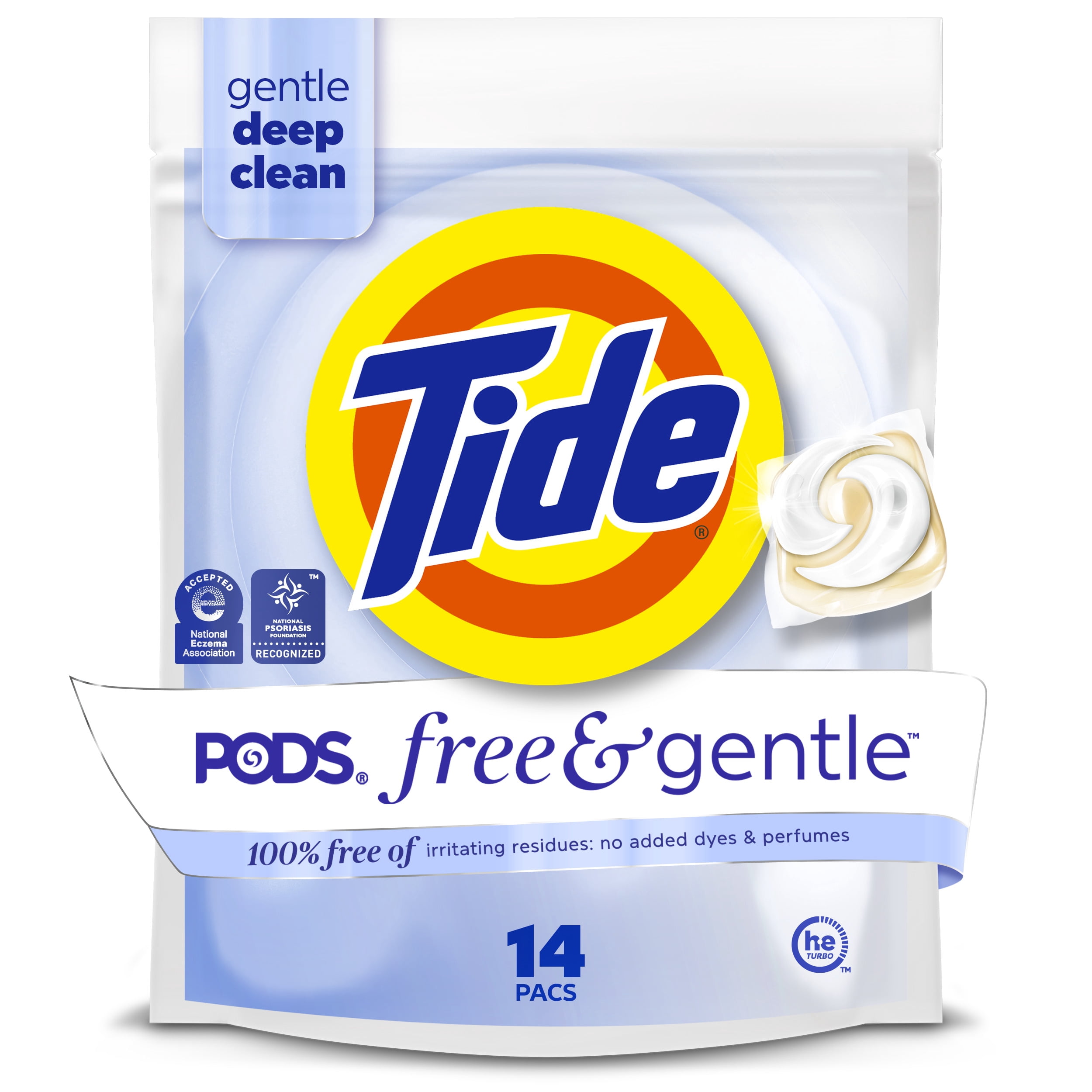 (6 pack) Tide PODS Laundry Detergent Soap Pacs, Free and Gentle, Hypoallergenic, Unscented, 14 Count