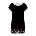 thumbnail image 5 of Vacation Outfits for Women Summer 2 Piece Sets Casual Short Sleeve Top and Drawstring Shorts Matching Loungewear, 5 of 5