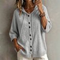 thumbnail image 5 of Vynhevius Women's Hooded Cardigan Sweater Solid Knit Button Down Loose Fit Soft Casual Daily Wear Tops, 5 of 5