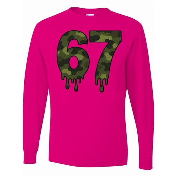 Inktastic Camouflage Number 67 Drip Pattern Long Sleeve T-Shirt