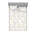thumbnail image 2 of Modern Bedding Set with Sheet & Covers, Nature Wild Forest Leaves Flowers Trees Buds Sketchy Contemporary Art Print, Printed Bedroom Decor 2 Shams, 4 Sizes, Grey Mustard White, by Ambesonne, 2 of 3