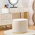 thumbnail image 2 of Mxfurhawa Modern Storage Ottoman – Upholstered Footstool with Metal Base, Multi-Functional Vanity Stool & Side Table for Living Room & Bedroom (White), 2 of 6