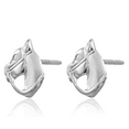 thumbnail image 5 of 14K Solid White Gold Screw Back Horse Head Studs Animal Lover Earrings Equestrian Jewelry, 5 of 10
