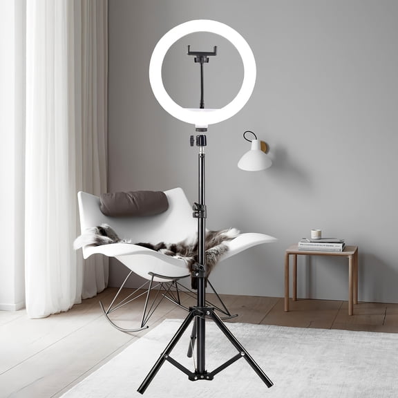 10-Inch LED Selfie Ring Light with Tripod & Phone Holder, Adjustable 3-Color, USB Powered for Live Streaming, Photography, Makeup, Videos, Compatible with Mobile Phones