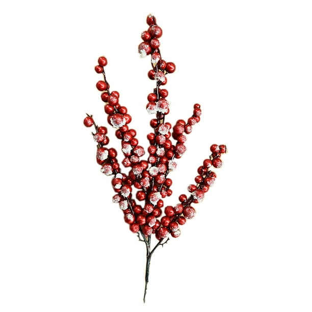 Esquejes de frutos rojos simulados adornos navideños originales de comercio exterior bayas metálicas ramas de frijol rojo nieve que cae mermelada decorativa material rojo: Anggrek Otros