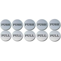 King Of Wonder 2" Inch Round Push Pull Door Signs (Brushed Silver) 304 Grade Stainless Steel (Pack of 5)