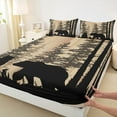 thumbnail image 3 of Manfei Rustic Bear Print Bed Sheets for Adult, Jungle Wildlife King Sheets, Farmhouse Lodge Cabin Sheet Set, Lightweight Room Decor, 4pcs, 3 of 7