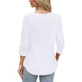 thumbnail image 5 of Blusa blanca OFEEFAN de manga 3/4 talla grande 2XL, 5 of 5