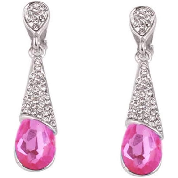 Long Water Drop Rhinestone Crystal Clip on Earrings No Pierced for Women Costume Jewelry