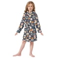 thumbnail image 6 of FORMRS Niños Bathrobe Unisex Hooded Robe Soft Plush Pajamas Sleepwear, Size 10-12T, Blue Circle Mosaic, 6 of 7