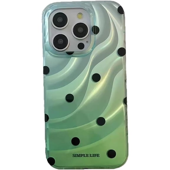 Gradient Green Water Ripple Black Speckle Phone Case Compatible with iPhone Case (Green,iPhone 15 Pro Max)