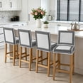 thumbnail image 3 of Gray Geometric Bar Stool Cover Set of 6, Black Greek Key Design Burlap Modern Art Stretch Bar Chair Cover, Removable Washable Pub Counter Stool Chair Slipcover for Kitchen Dining Room Pub Cafe, 3 of 9