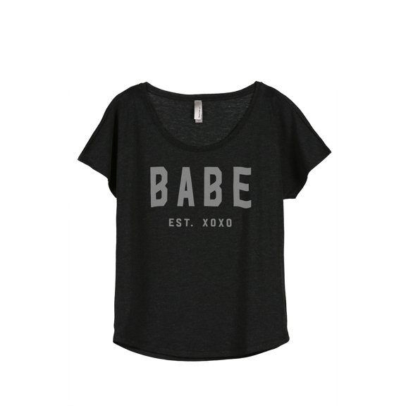 Thread Tank Babe Est. XOXO Women's Relaxed Slouchy Dolman T-Shirt Tee Heather Black 3X-Large