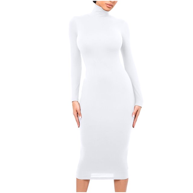 Birdeem Robe Moulante Aguichant pour Femmes Automne Hiver, Col Montant, en Molleton, Épaissie, Ajustée, Ajustée aux Hanches