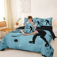 thumbnail image 5 of Erosebridal Grunge Hockey Silhouette Twin Bedding Sets, Sport Bedding Comforter Set for Men and Boys, Black Reversible 7-Piece, 5 of 6
