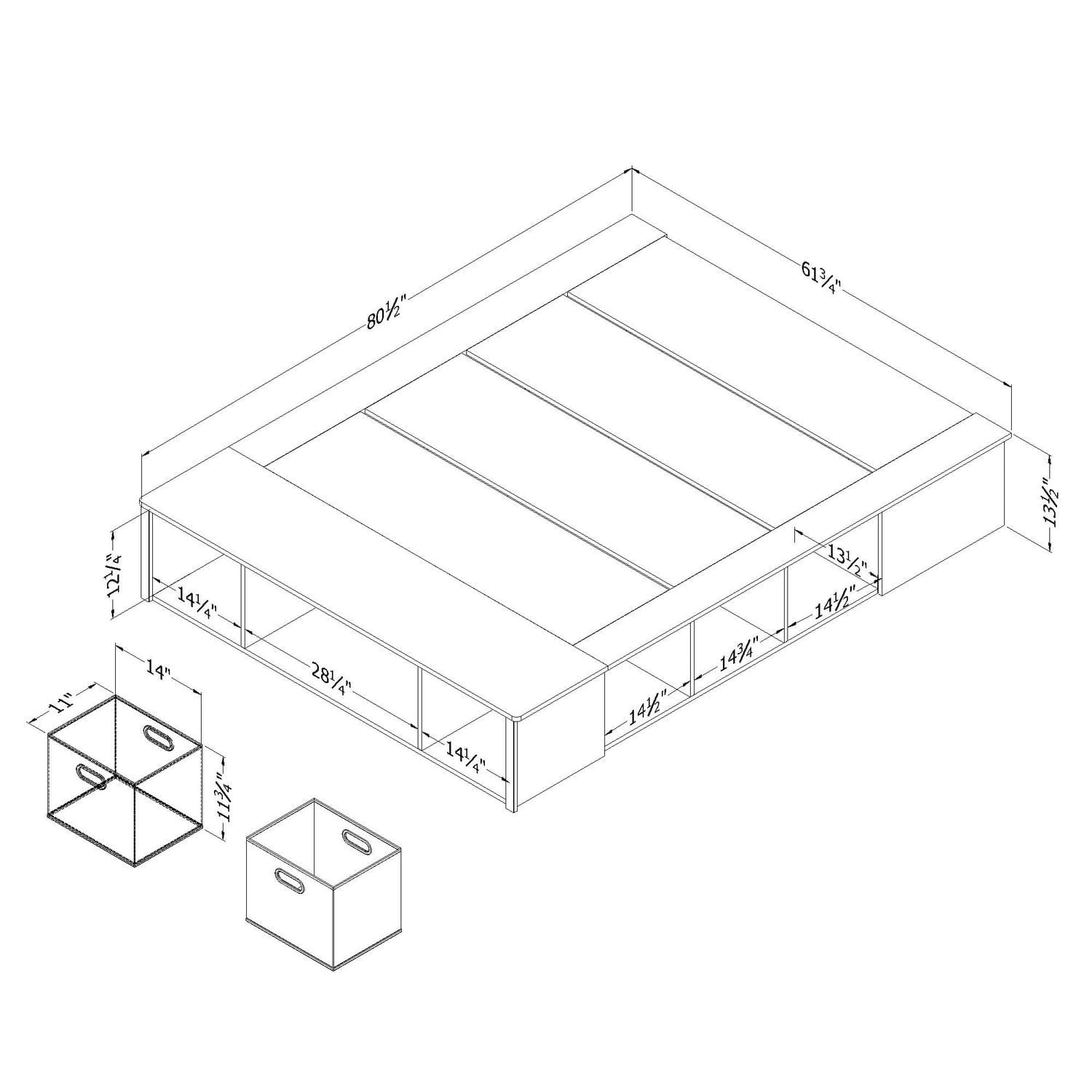 South Shore, Avilla collection, Queen Storage Bed with Baskets