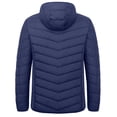 thumbnail image 3 of Men's Packable Hooded Puffer Jacket, Water Resistant Windproof with 5 Zip Pockets for Hiking Travel Blue L, 3 of 8