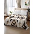 thumbnail image 2 of Boho Black Brown Full Size Flat Sheet, Wrinkleproof & Fadeproof Cooling Flat Bed Sheet Only, Geometric Southwestern Ethnic Retro Breathable Soft Bedding Top Sheets 81 x 96 Inches, 2 of 8