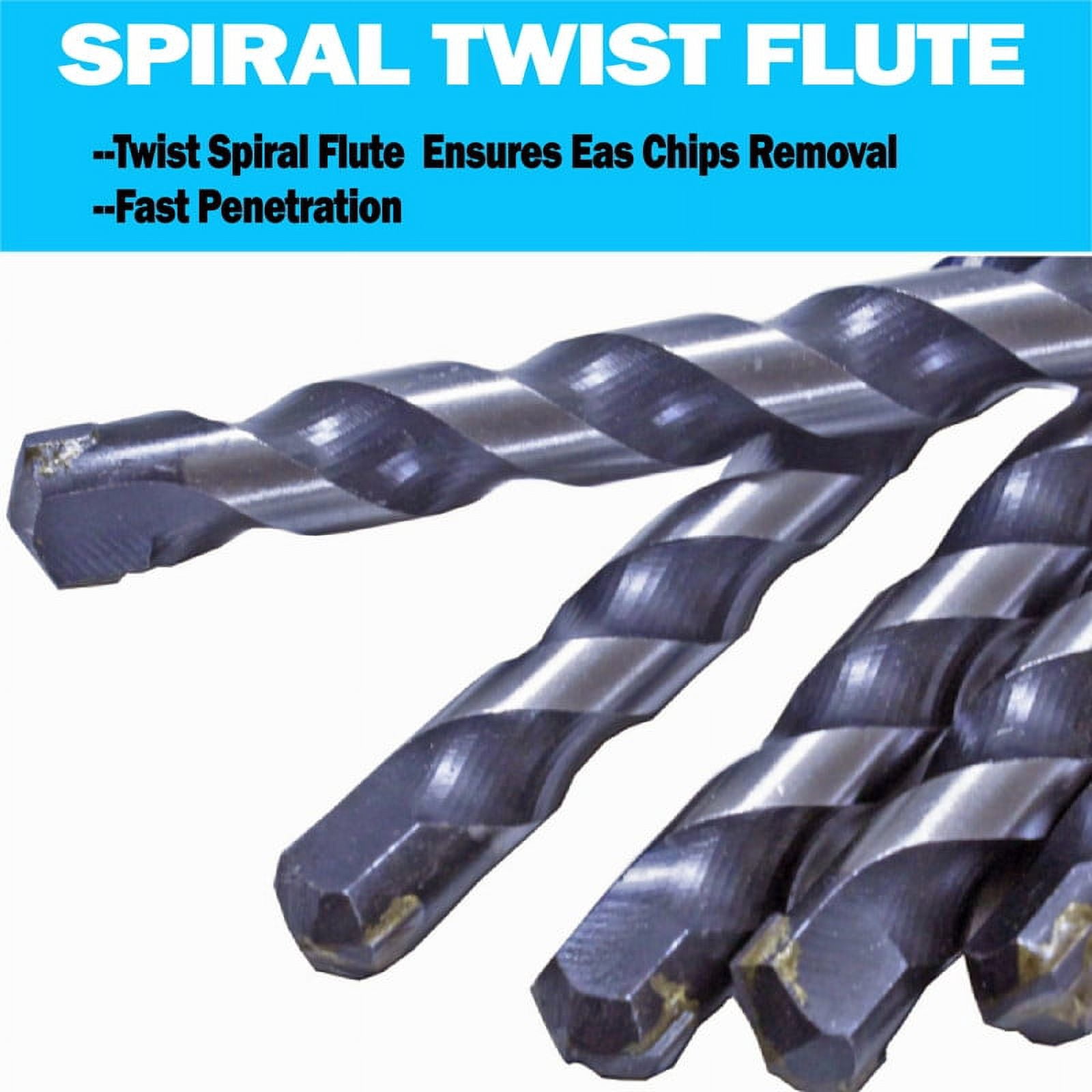Max-Craft Masonry Drill Bit 3/8" Carbide Tip Black/White Drill Concrete Stone Mason brick-10Pcs