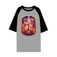 thumbnail image 4 of Hazbin Hotel Moda Mujer Casual Cuello Redondo Impreso Raglan Manga Corta Camiseta Top Morado/3XL, 4 of 6