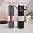 thumbnail image 5 of 1set Stainless Steel Thermal Mug Set, 500ml/16.9oz Vacuum Insulated Water Flask with 3 Cups, Stainless Steel Car Flask Holder for Coffee & Cold Drinks, Ideal for Back to School Supplies, 5 of 16