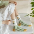 thumbnail image 5 of Green Floral Multi-Patterned Cute Cotton Crew Socks For Women, Size 5-8, Pack of 5, 5 of 6