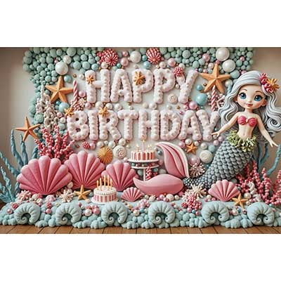 Unicorn Mermaid Butterfly Backdrop Childr's Birthday Party rations Banner Poster Background Fairy Forest Photoz