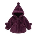thumbnail image 2 of NAISIBABY Girls Winter Coat, Solid Color Fuzzy Cozy Elastic Waist Soft Warm Hooded Outwear Purple 12-18Months, 2 of 6