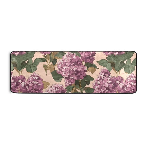 Purple Flower on Pink Runner Rug for Hallways Kitchen Non Slip 2'x 6' Washable Hall Carpet for Bedroom Entryway Laundry Room