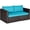 Turquoise, variant on 2 Seat Outdoor Wicker Loveseat Sofa Set, Modular PE Rattan 2 Pieces Outdoor Wicker Corner Sofa, Outside Furniture Set for Deck, Backyard, Porch, Garden & Poolside, Red