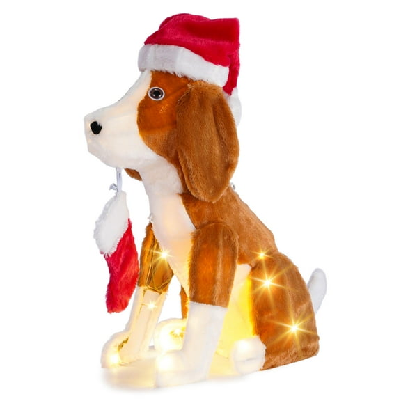 21 Inch Dog Christmas Decorations, 36 LED Pre-lit Lighted Outdoor Christmas Decorations, Plug-in Dog Xmas Decor for Yard, Porch, Garden & Patio