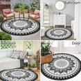 thumbnail image 6 of MJIAexp 4ft Mandala Boho Round Rug Circle Rug Non-Slip Machine Washable Area Rug Soft Bedroom Rug Throw Rug Vintage Carpet for Living Room Kitchen Dorm Coffee Table Black White, 6 of 10