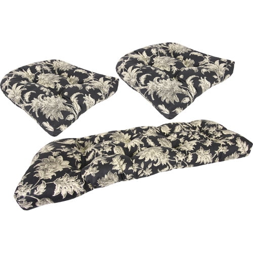 Jordan Manufacturing Fl Outdoor Tufted 3 Piece Wicker Cushion Set Multiple Patterns Com Piece Wicker Cushion Set, 3 Piece Patio Cushion Set