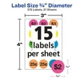 thumbnail image 4 of (2 pack) Avery Garage Sale Labels, Prepriced, 3/4" Round, Paper, Removable, Neon Colors, 315 Labels, 4 of 5