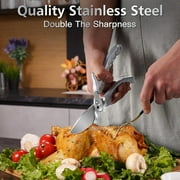 Charext Heavy Duty Poultry Shears - A Must Have Kitchen Shears for Chicken and Meat Cutting - Dishwasher Safe and Stainless Food Kitchen Scissors (Silver)