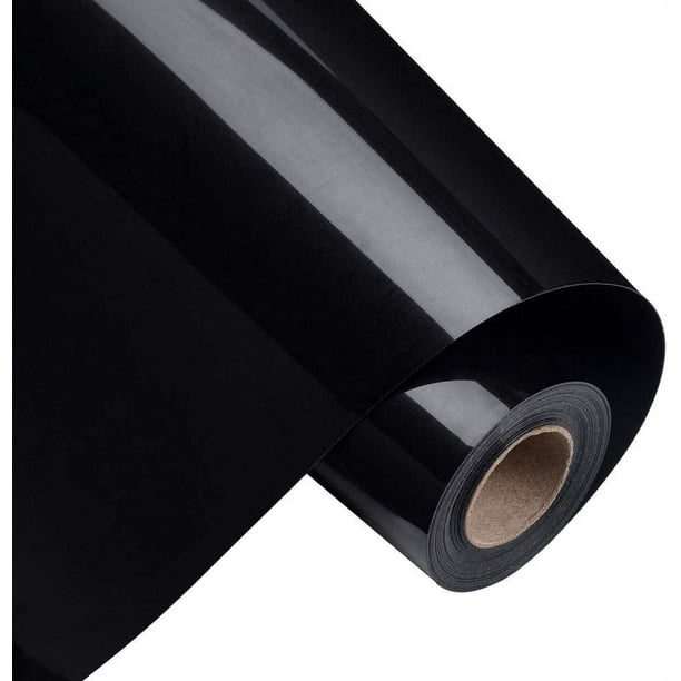 Rollo de vinilo termoadhesivo negro de 30 cm x 5 m (11,8" x 16,5 pies) para decoración de ropa y telas con Silhouette.