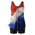thumbnail image 4 of Tankini Swimsuits for Women Loose Comfortable Conservative Two Piece 2024 Summer Independence Day Bathing Suits Tummy Control Flowy Swimwear Floral Print Tank Top with Boyshorts, 4 of 6