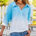 thumbnail image 2 of Camisas abotonadas de manga larga con cuello en V fruncido para mujer Tops delgados versátiles Pompotops FGAJ13703, 2 of 5