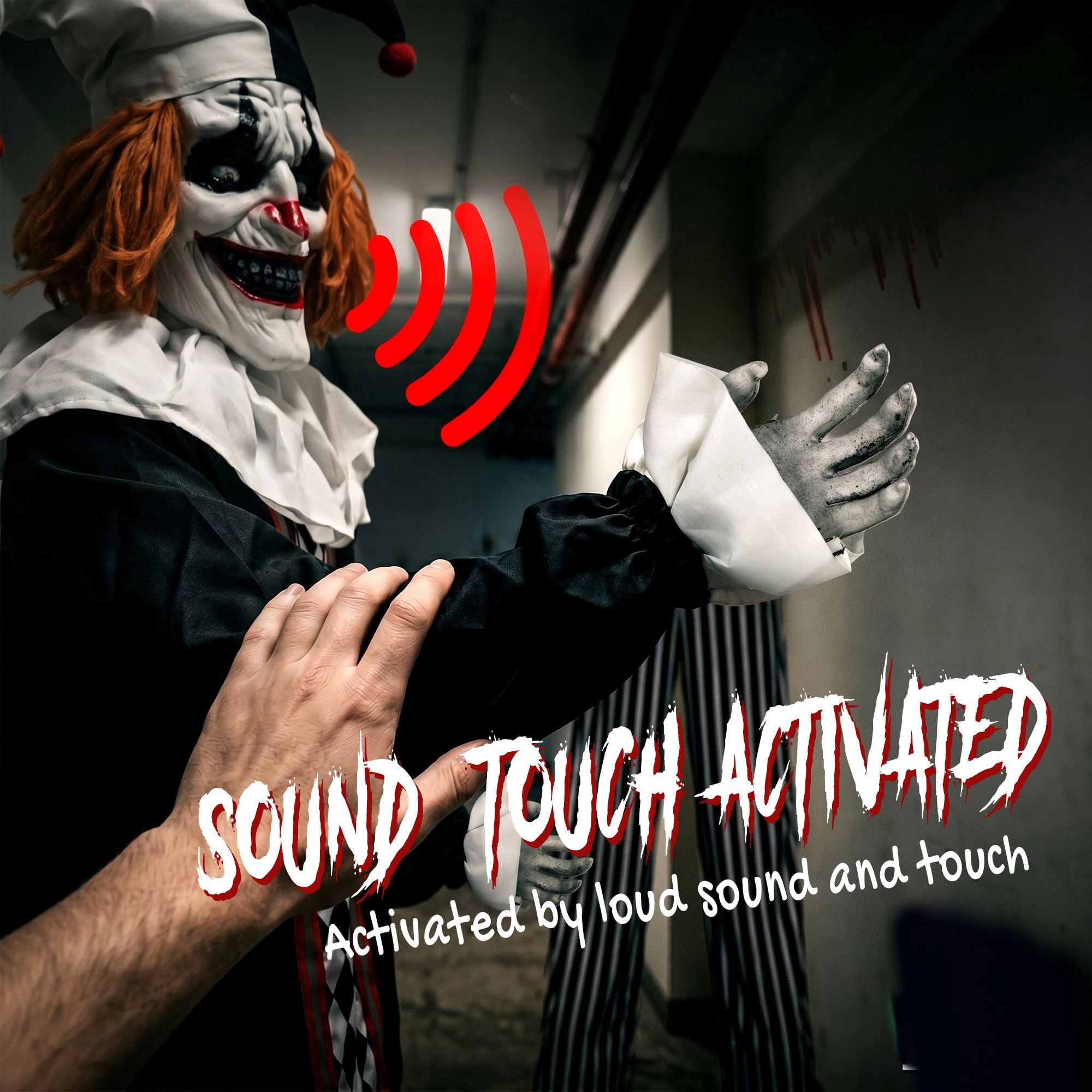 Alvantor Large Inflatable Halloween Decorations Clown LED Yard Decor with Sound Touch Activated Black