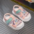 thumbnail image 2 of GiLiling Toddler Closed-Toe Sandals, Cute Colorful Appliqué Hook-and-Loop T-Strap, Soft Non-Slip PU Sandals for Summer Play (Red, 9-12 Months), 2 of 6
