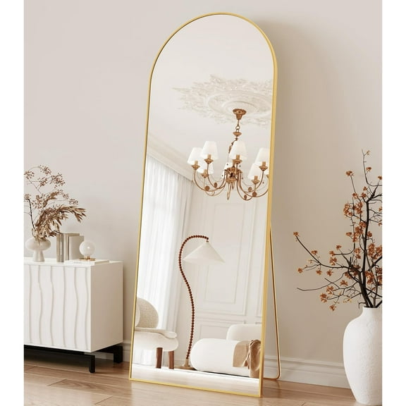21" x 64"Arched Full Length Mirror - Wall Mounted Floor Mirror- Aluminum Alloy Frame Full Body Mirror for Bathroom Living Room Bedroom and Entryway Gold