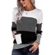 thumbnail image 1 of Suéter de cuello redondo informal para mujer, de color gris, con mangas largas y detalle de bloques de color, tejido de gofre, talla XL, 1 of 6