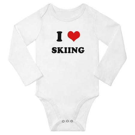 

I Heart Skiing Love Sports Fans Baby Long Bodysuits (White 18-24 Months)