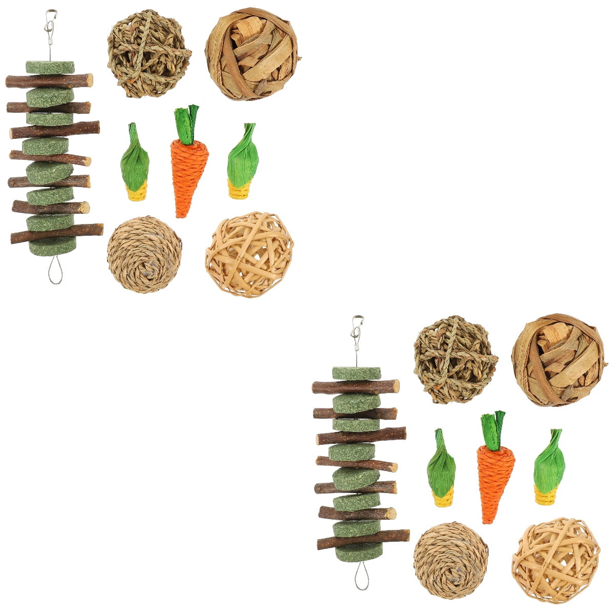 unbranded 16 pcs Rabbit Chew Toys Cage Accessories Small Animals Chewing Toys for Bunny Chinchilla