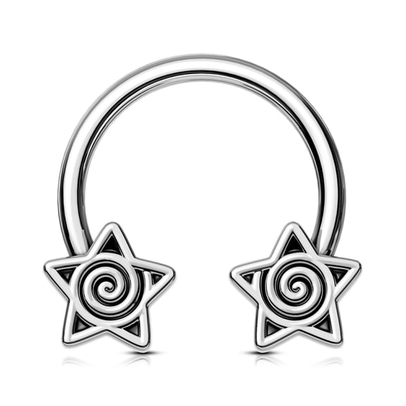 OUFER Daith Earring Septum Rings 16G Septum Jewelry Star  Gothic Tragus Helix Piercing Jewelry for Women Men 10MM