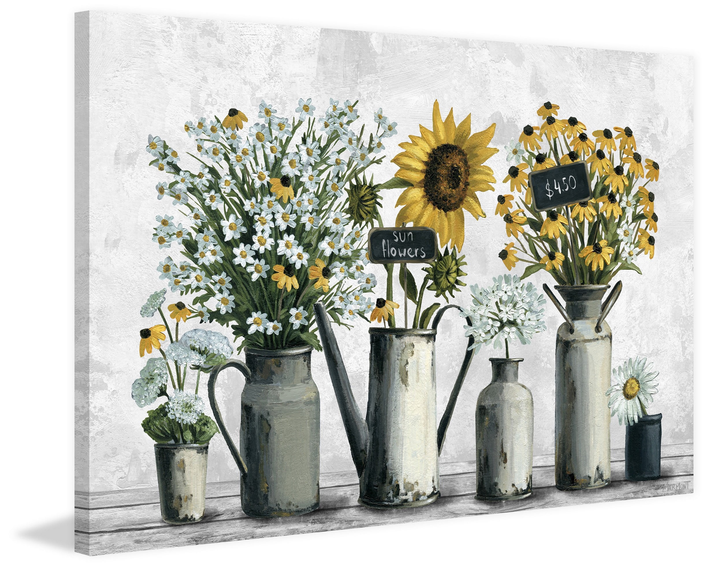 Marmont Hill Tin Can Flowers Canvas Wall Art, 16" x 24"