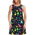 thumbnail image 1 of Fotbe Geometric 1980s Styled Vestido de Verano sin Mangas para Mujer – Vestido Midi Línea A, Estilo Camiseta Floral, Vestido Playero Casual y Fluido, 1 of 7